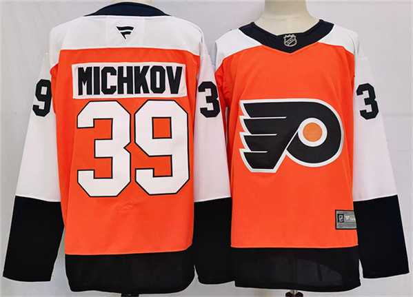 Men%27s Philadelphia Flyers #39 Matvei Michkov Orange 2024 Stitched Jersey